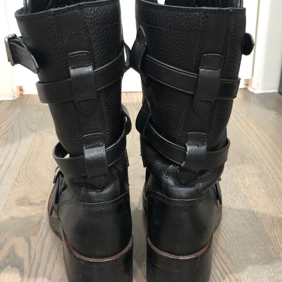 Coach Moto Buckle Boots - Black Pebble Leather - Size 8.5 - Picture 5 of 7